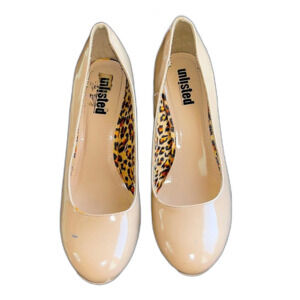 Women’s Nude Platform Heels Patent Pumps Beige Dress Shoes Classic Heels
